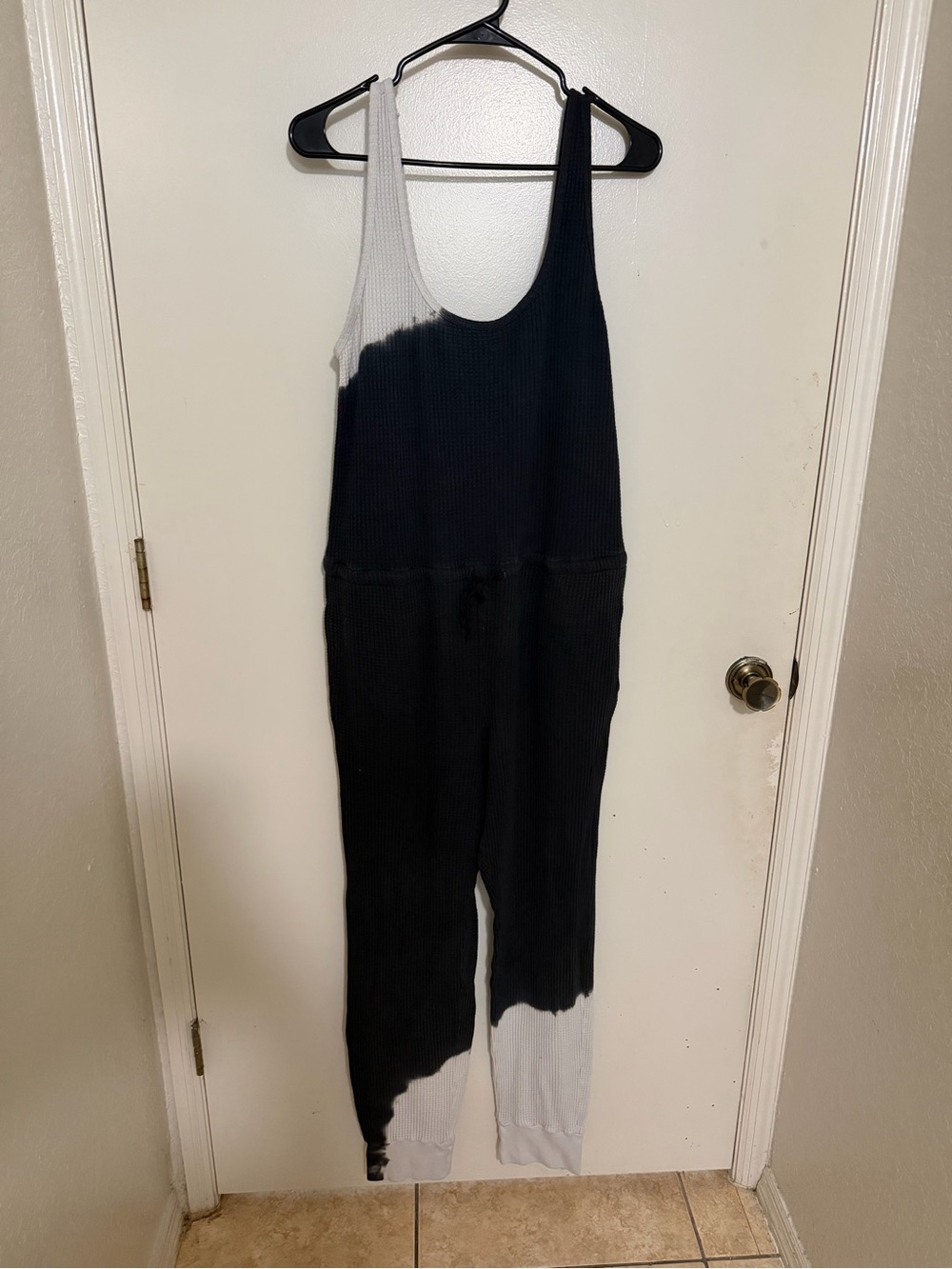 Electric & Rose Black and White Tie-Dye Waffle-Knit Jumpsuit